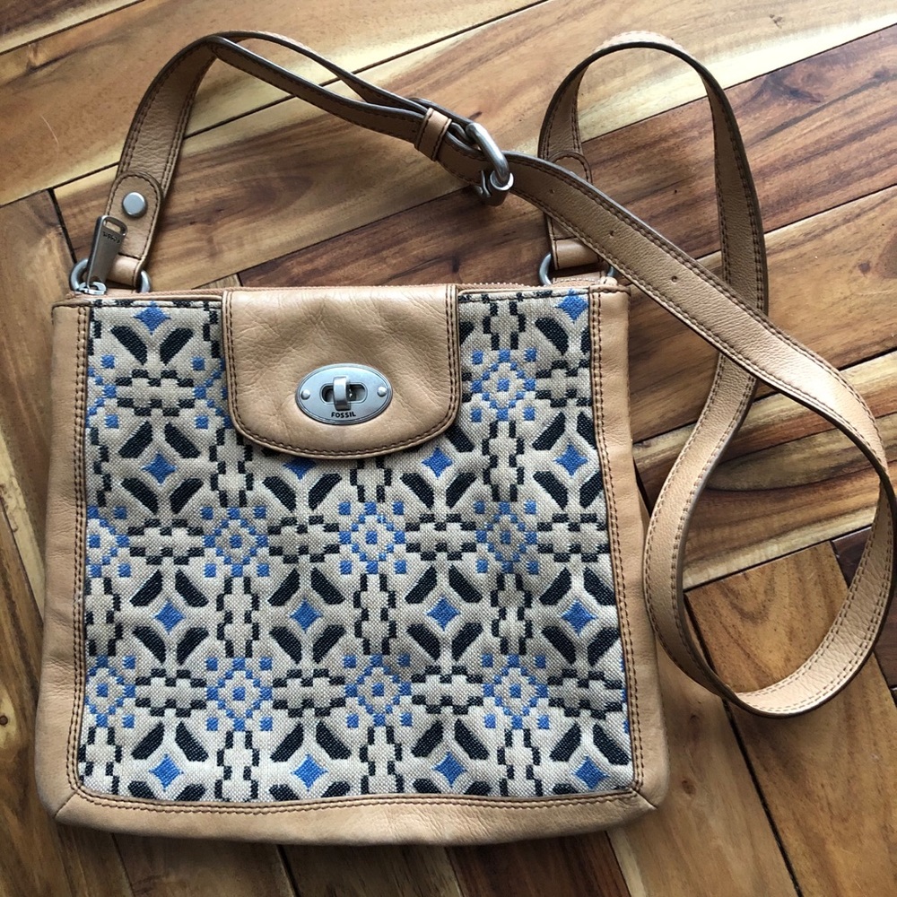 Woven Canvas Fossil Crossbody